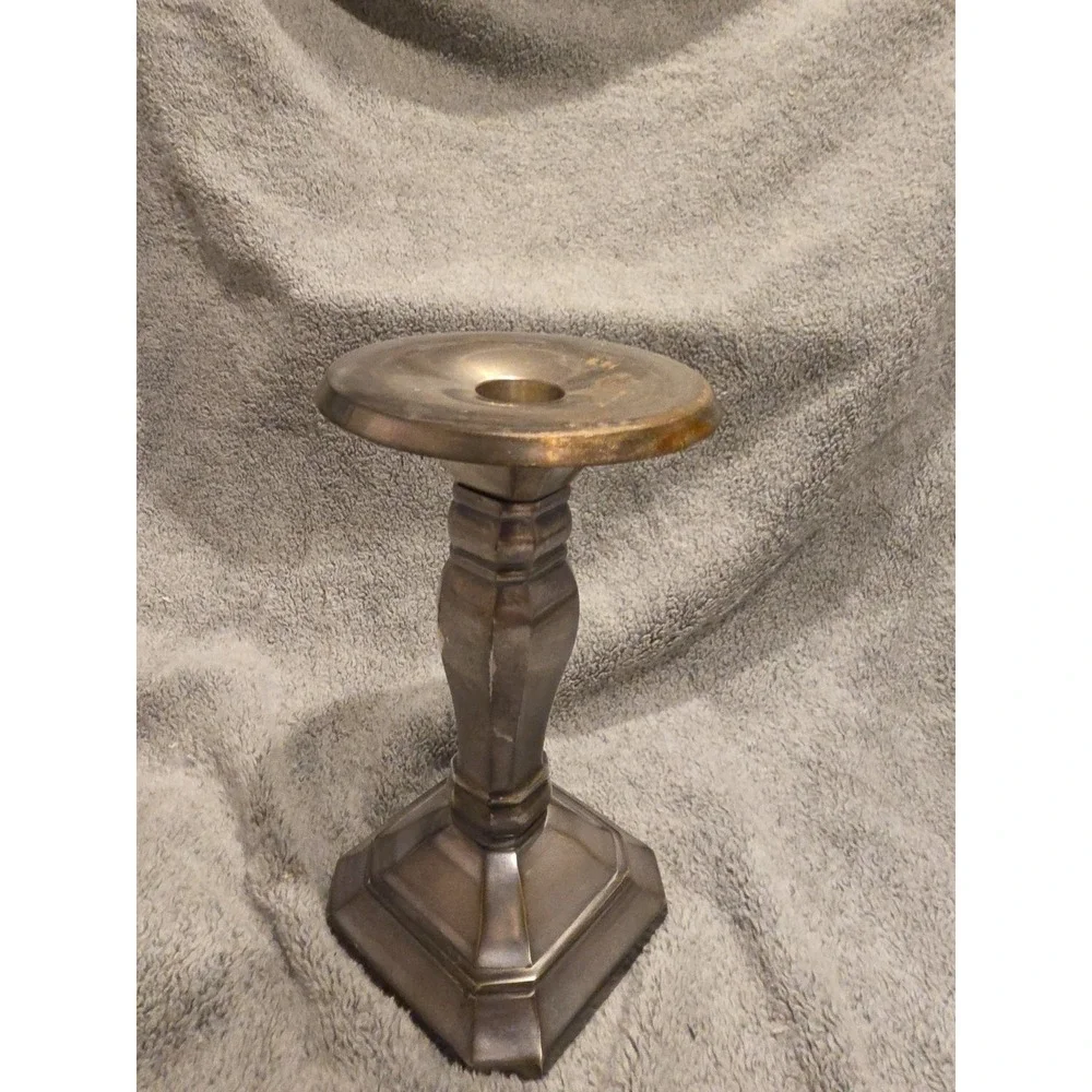 Pottery Barn Single Taper Or Pillar Candle Stick Holder Silver Toned